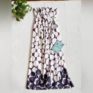 J. Crew Purple and White Polka Dot Maxi Dress